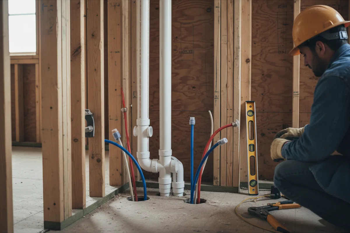 Drain and supply rough-in during Sump Pump Repair in Ebro